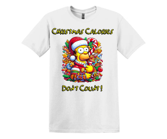 "Christmas Calories Don't Count" Homer Simpson Christmas Themed T-Shirt