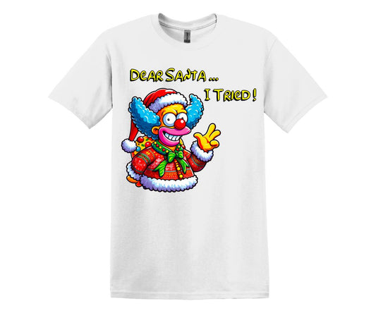 "I Tried" Crusty The Clown Christmas Themed T-Shirt